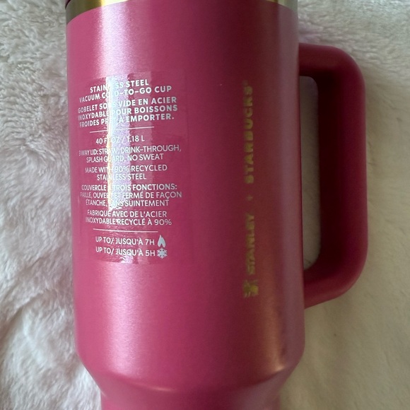 NWT Starbucks Stanley Holiday 40 OZ Berry Pink Glitter Stanley Tumbler NEW TAGS - Picture 9 of 10